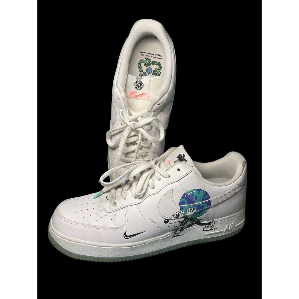 Size 14 - Nike Air Force 1 Low Flyleather QS x Steven Harrington Earth Day White